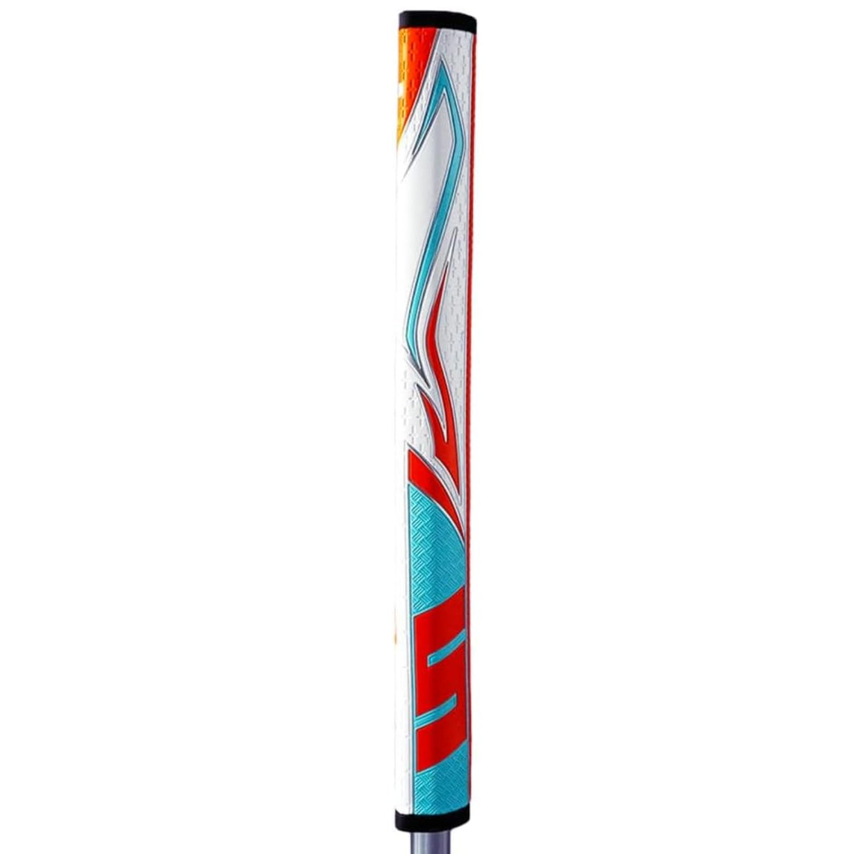 Orange-blue-white colorway grip for visibility and style on the green.
