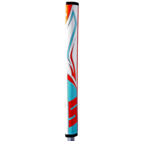 Orange-blue-white colorway grip for visibility and style on the green.
