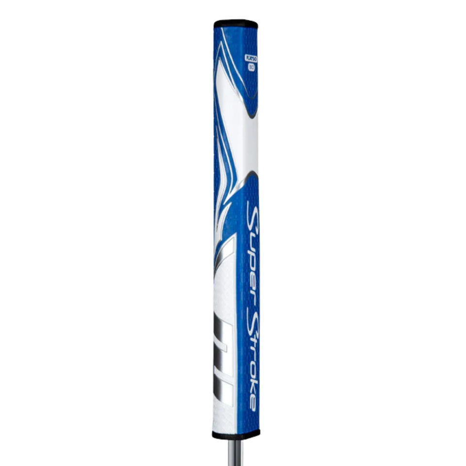 SuperStroke Zenergy Flatso 3.0 grip top view blue white, for precise alignment