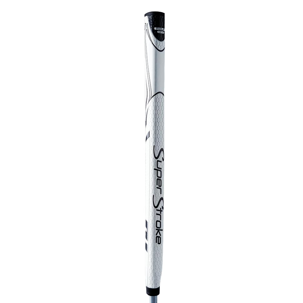 White/Black colorway of SuperStroke Zenergy Tour 1.0P 17-inch grip shown on a putter