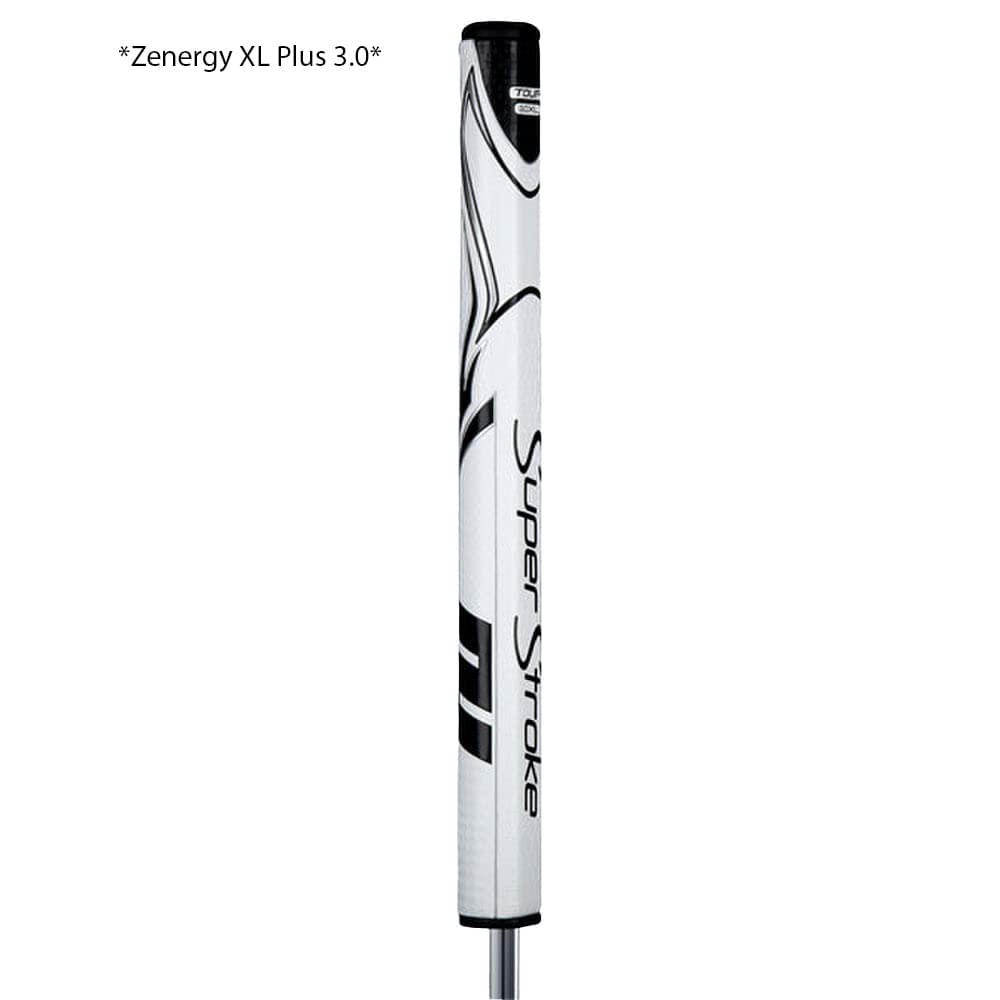 SuperStroke Zenergy Tour 2.0 XL grip texture close-up showing multi-zone texturing for comfort and feedback