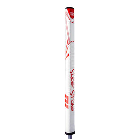 SuperStroke Zenergy Tour 3.0 white-red in-hand shot demonstrates confident alignment