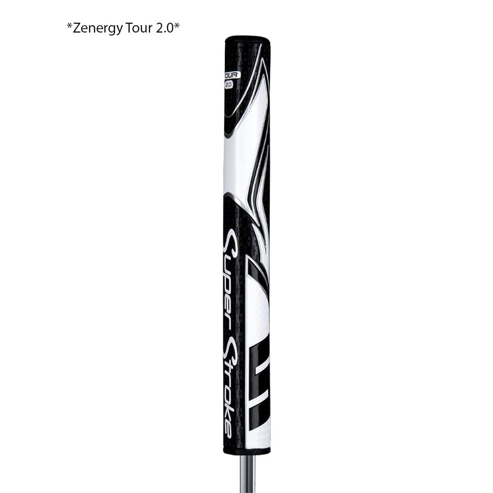 SuperStroke Zenergy Tour 3.0 grip side texture closeup emphasizes multi-zone texture for feedback.