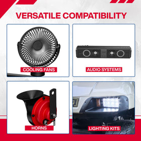 SUPGCPER stable 12V output powers LEDs, audio, and fans.