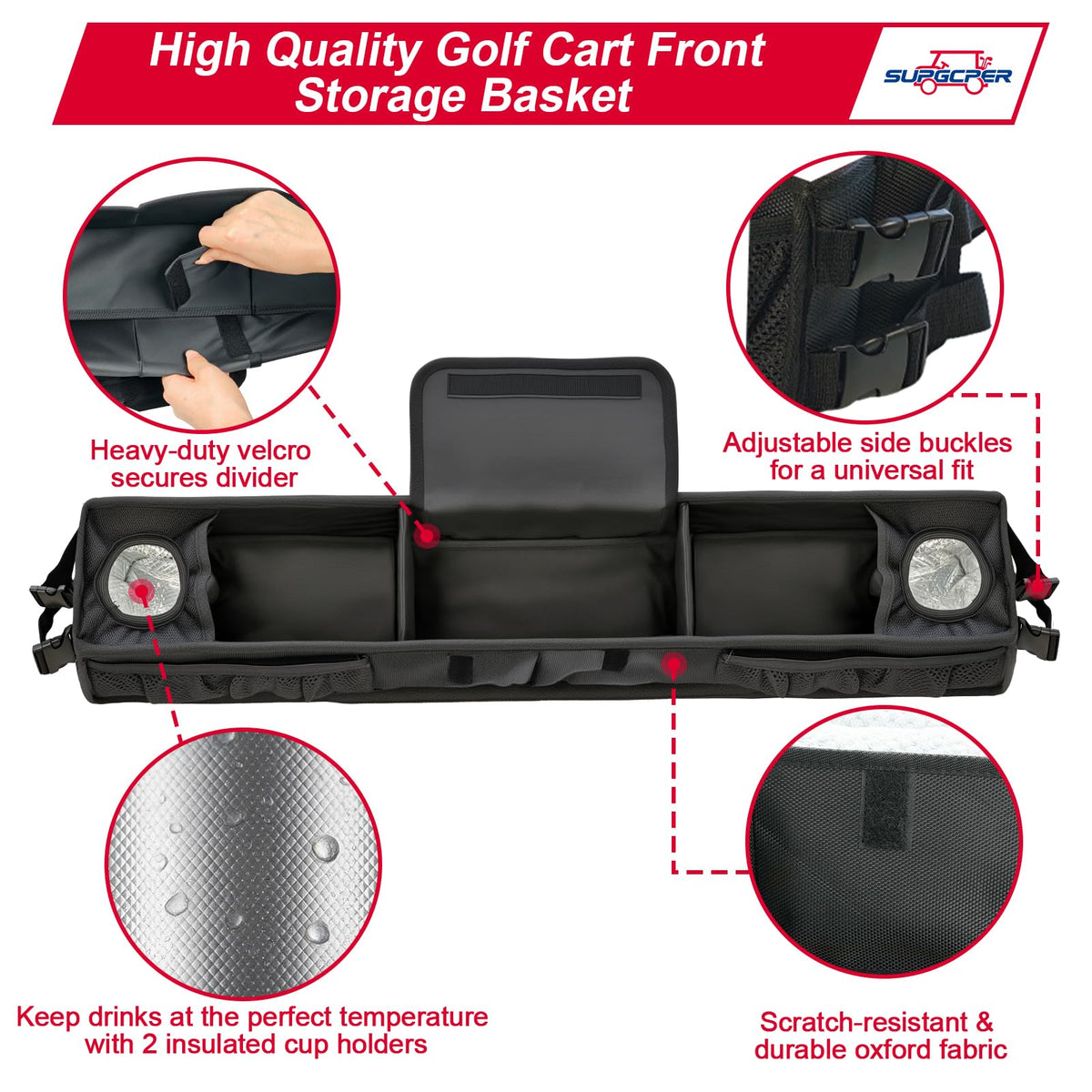 SUPGCPER 1680D Oxford fabric with reinforced base resists sag during use.