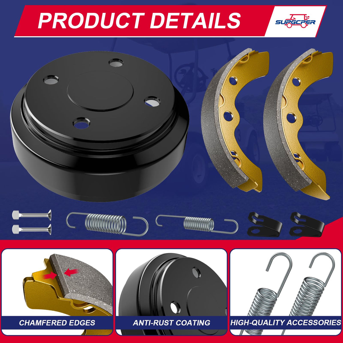 SUPGCPER pads and springs kit promotes safer, quieter braking experience.