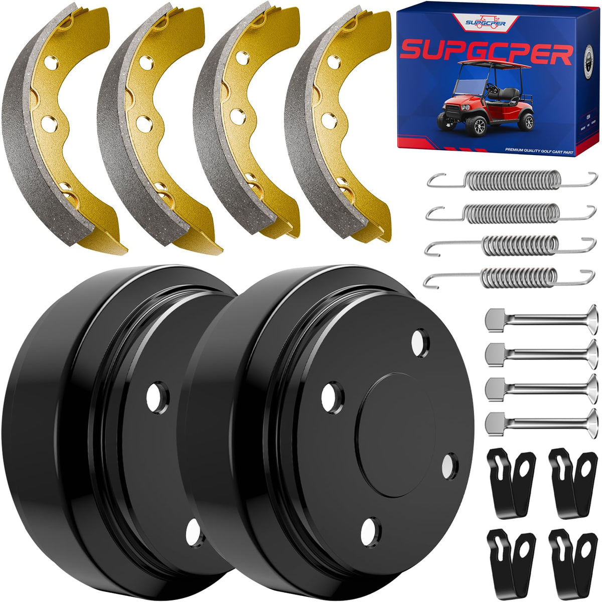 SUPGCPER brake drum kit for Club Car DS and Precedent models ensuring smooth braking.