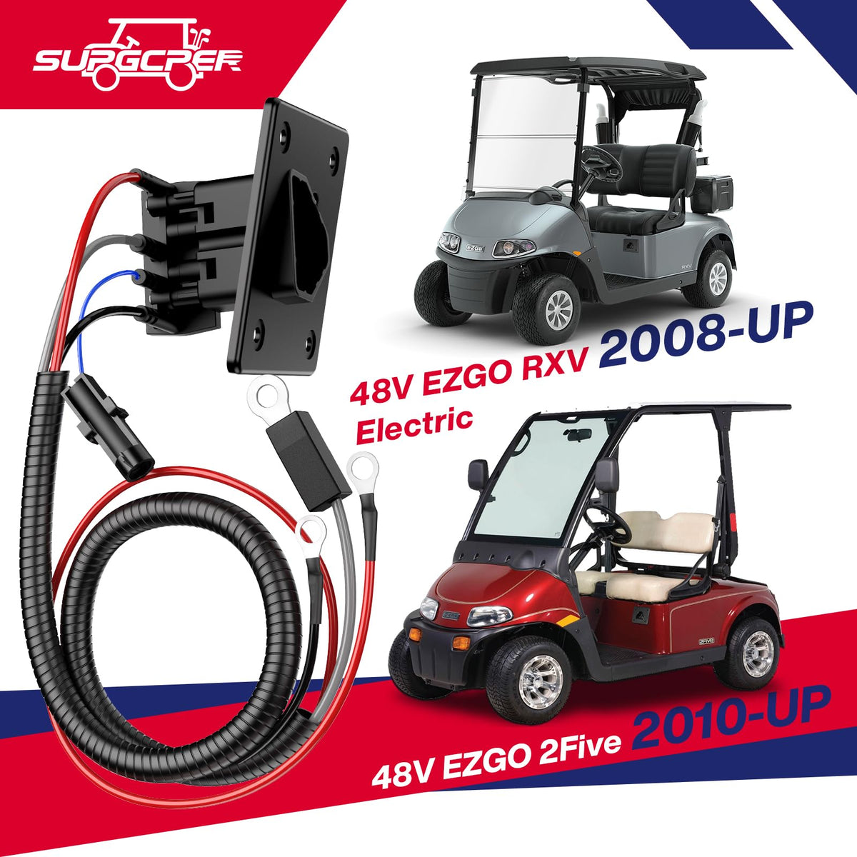SUPGCPER EZGO 2Five charger socket side view for quick replacement.