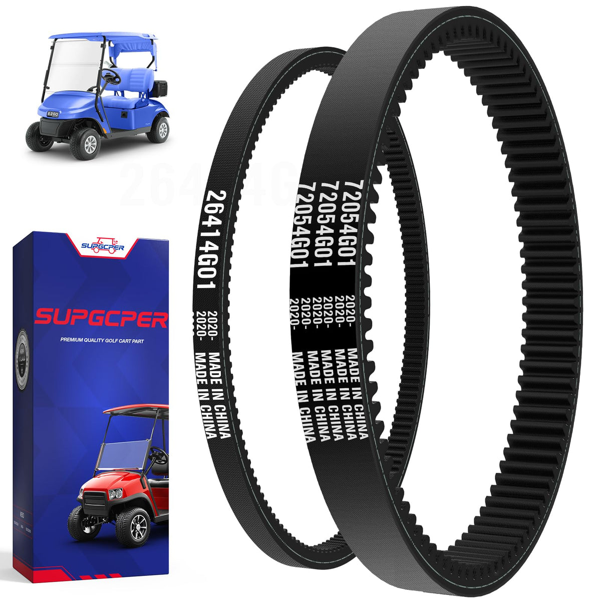 SUPGCPER EZGO drive belt closeup reveals durable construction for long life.