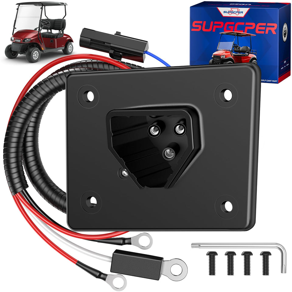 SUPGCPER EZGO RXV charger port front view for durable, reliable charging.