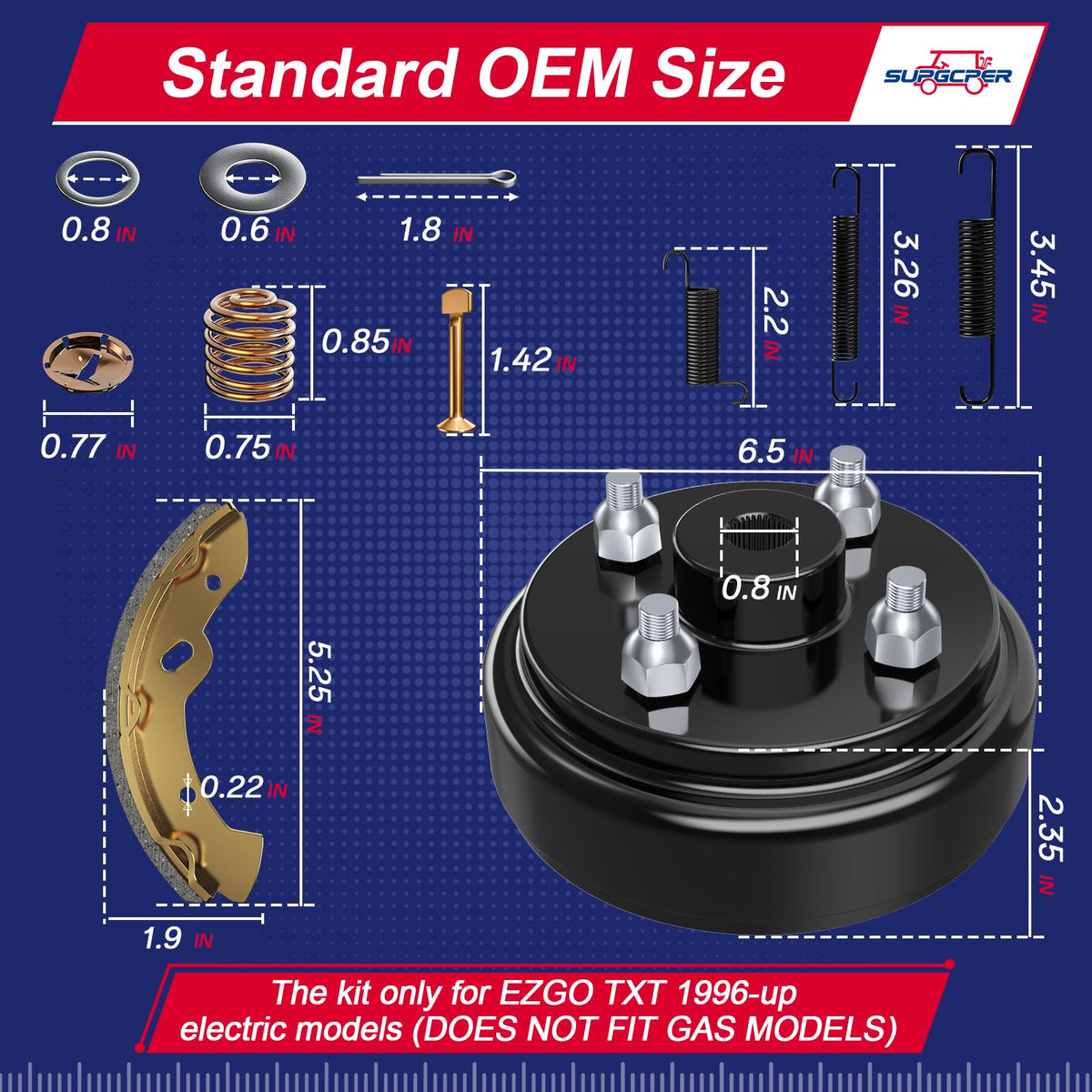 SUPGCPER EZGO TXT brake shoes kit for reliable braking.