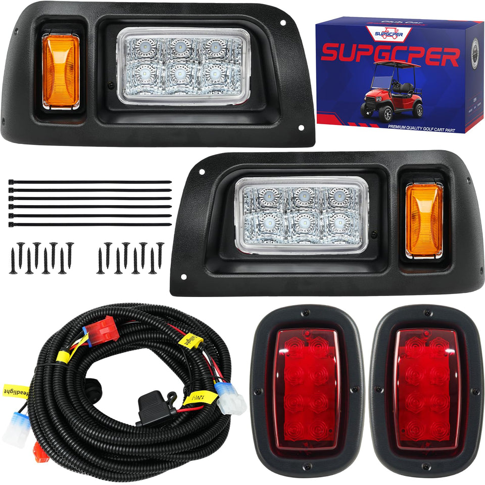 SUPGCPER golf cart LED headlights front view for improved nighttime visibility