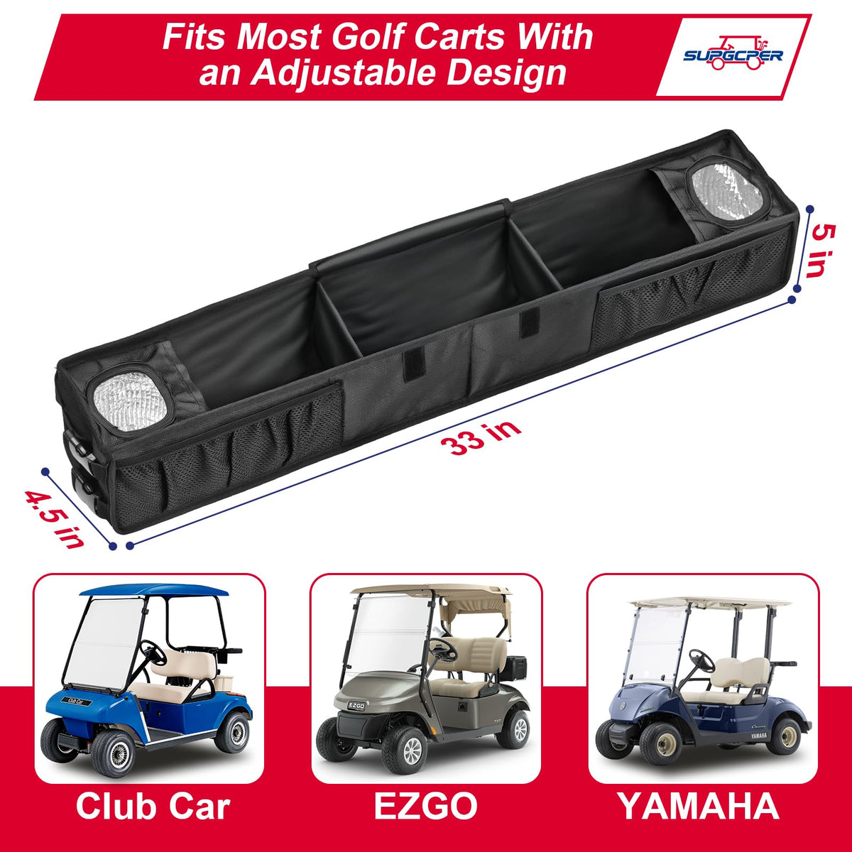 SUPGCPER multiple square compartments organize phones, keys, and golf balls.