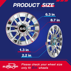 SUPGCPER hub caps compatible with Club Car and Yamaha 8-inch wheels