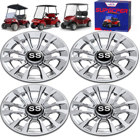 SUPGCPER golf cart wheel covers with 6-spoke chrome finish upgrade appearance