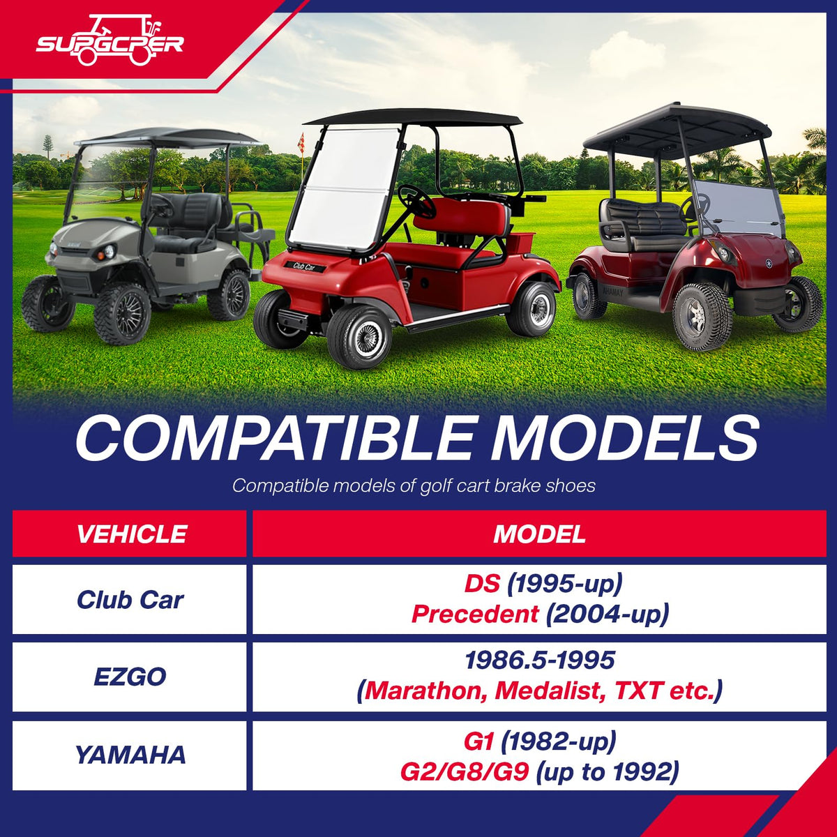SUPGCPER long brake shoes for smoother braking on EZGO Precedent