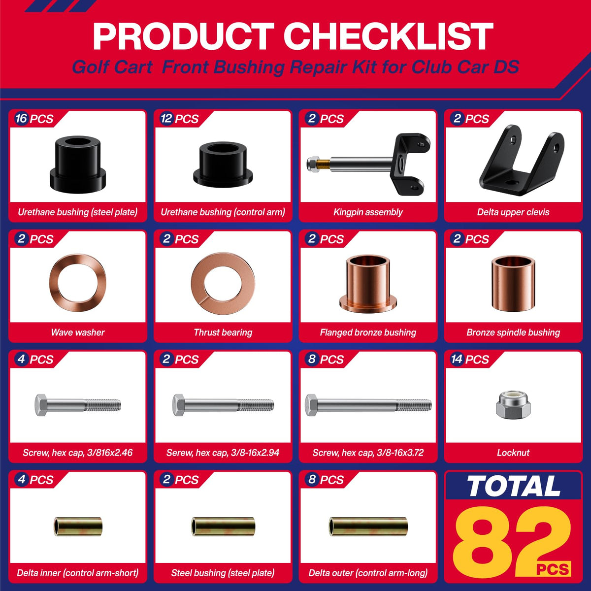SUPGCPER Front end bushing kit closeup — highlights durable, low-wear components.