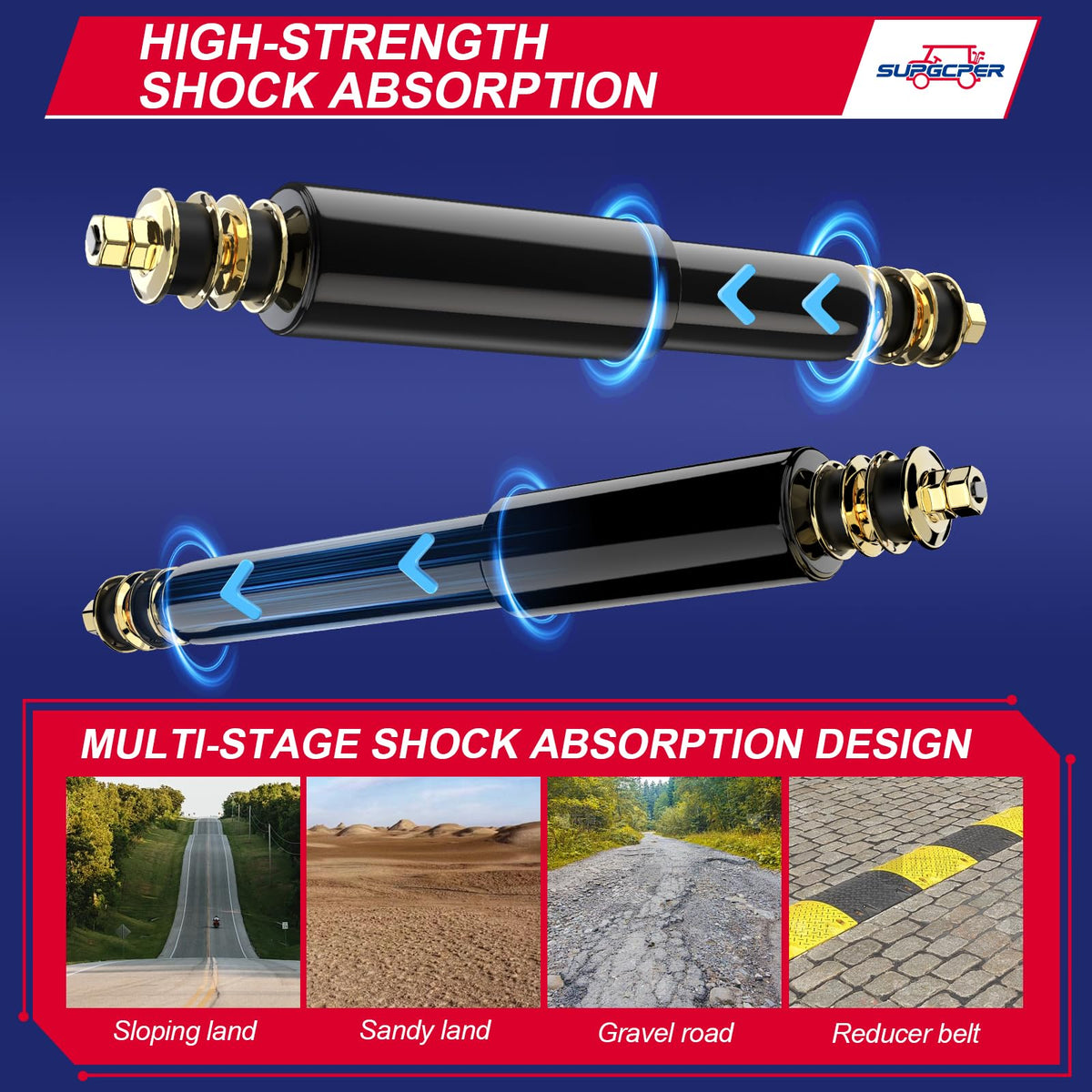 SUPGCPER EZGO four shocks packaging for easy replacement