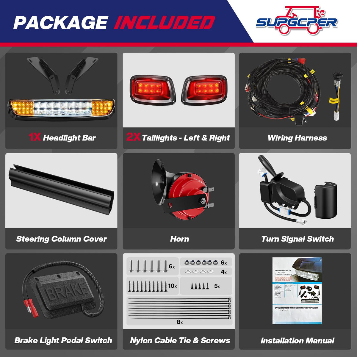 SUPGCPER EZGO TXT Deluxe light bar kit installed on golf cart for improved lighting