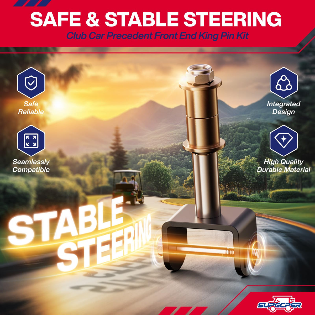 SUPGCPER king pin kit in high-strength steel boosts durability.
