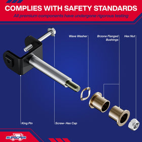 Hex cap screws secure the kit for lasting front-end repair.
