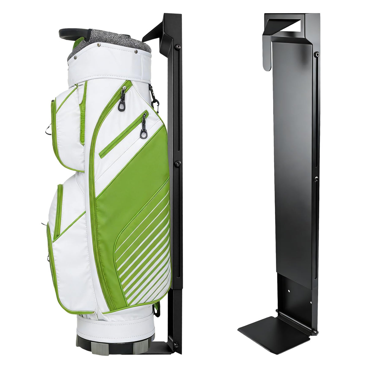 SUVQWJT wall-mount golf bag holder keeps bags upright and accessible
