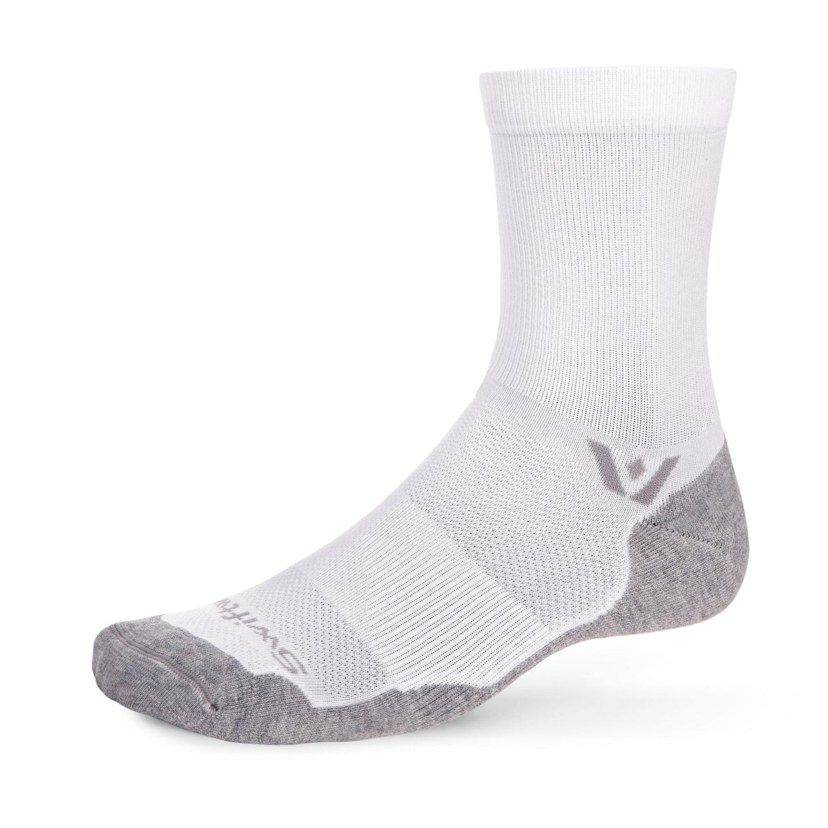 Swiftwick MAXUS mid-crew golf running socks white with plush cushioning for running and golf
