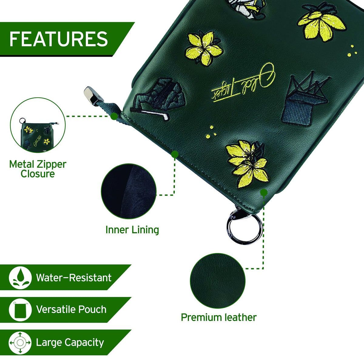 Swig Sip Golf Pouch Bag ball and tee storage simplifies golf access.