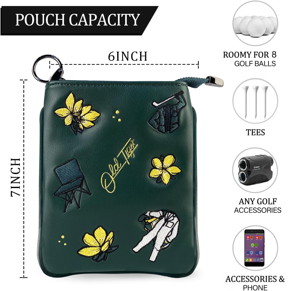 Swig Sip Golf Pouch Bag zipper closure keeps items secure on the move.
