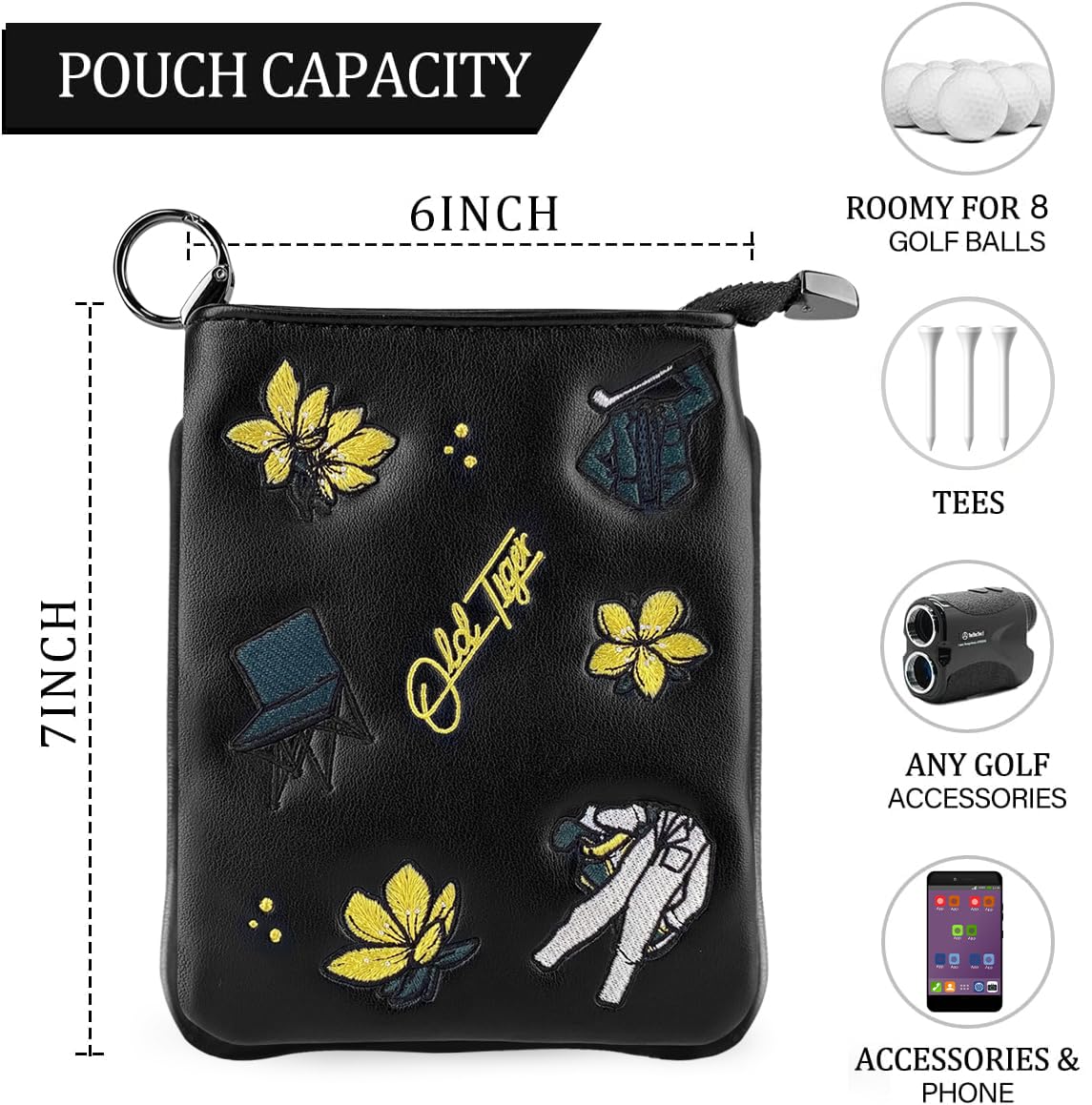 Swig Sip golf pouch interior layout with organized pockets.