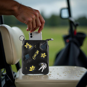 Swig Sip golf pouch soft fleece lining cushions valuables during transport.