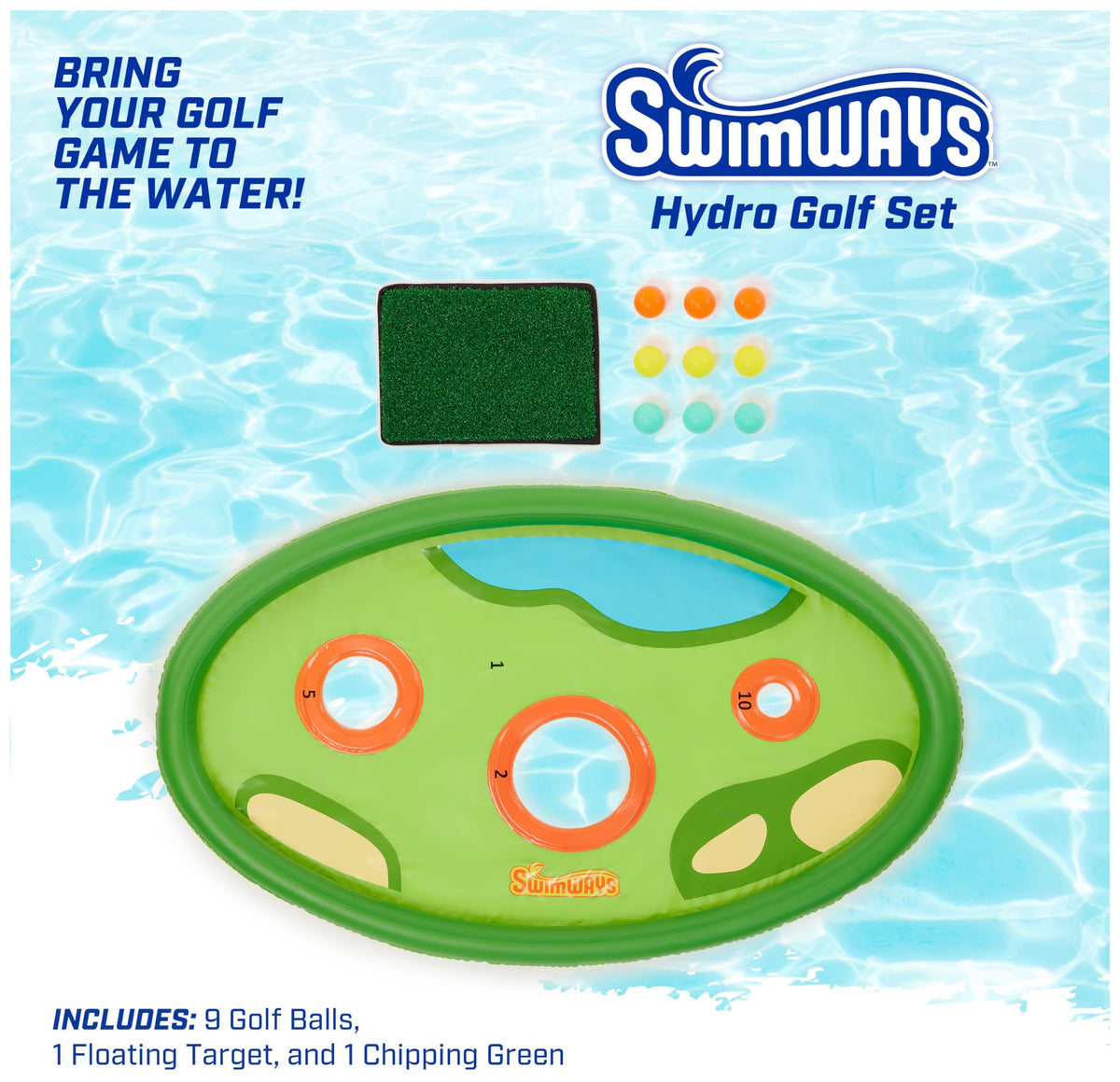 SwimWays Hydro Golf chipping green floating for backyard practice and water fun.