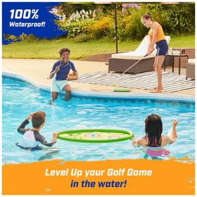 SwimWays Hydro Golf floating target on the water invites scoring challenges.