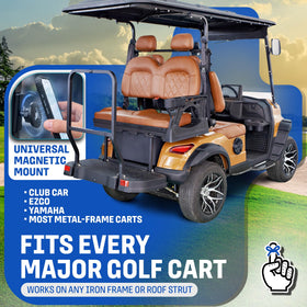 Swing Minder MagMount in use on a golf course for hands-free access.