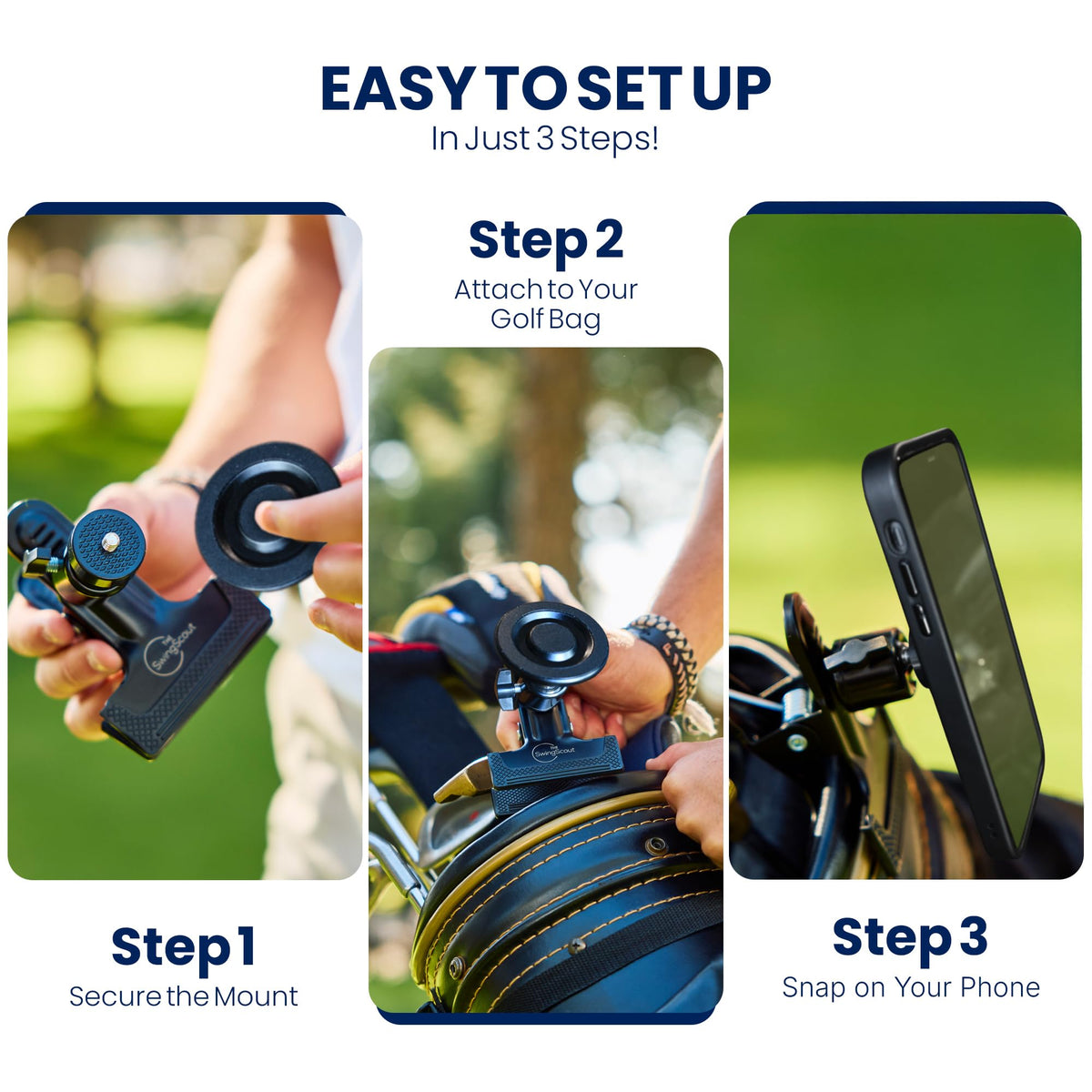 The SwingScout portrait-and-landscape-angles helps capture the perfect swing frame.