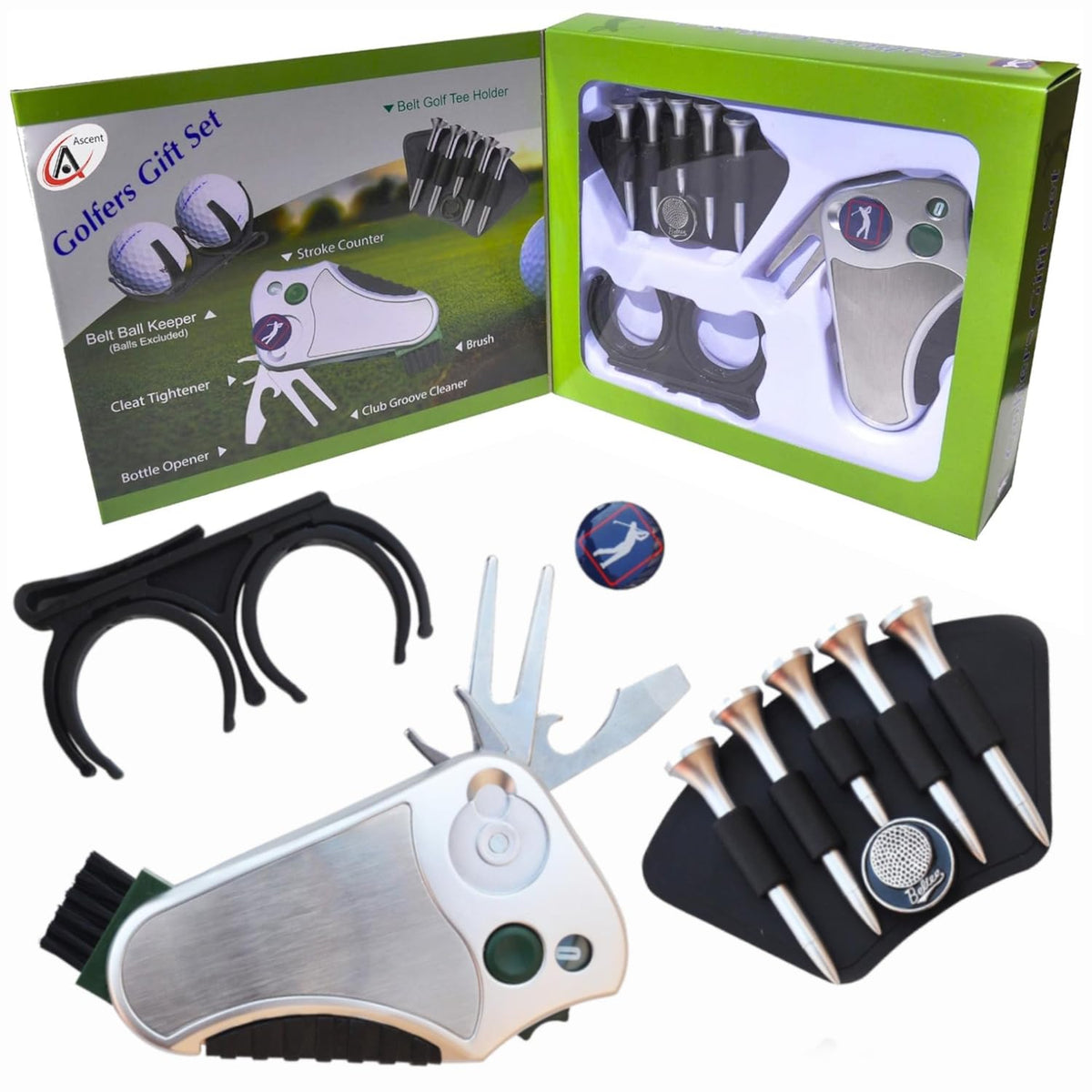 Swiss Ascent stroke counter on belt for quick scoring during a round.