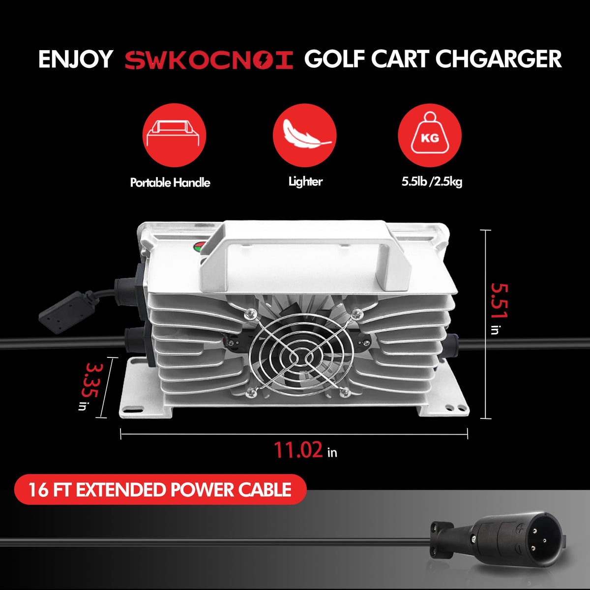 SWKOCNOI LED indicators and compact carry-friendly design for easy handling.