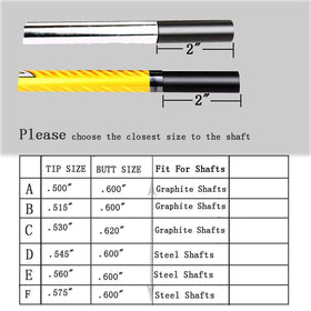 Sword & Shield Sports golf shaft extender cutting to size enables a precise fit.
