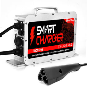 SWCTLCAG 36V charger side profile showing compact footprint.