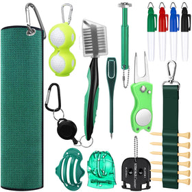 Syhood golf kit cleaning brush and towel on course for on-the-go cleaning.
