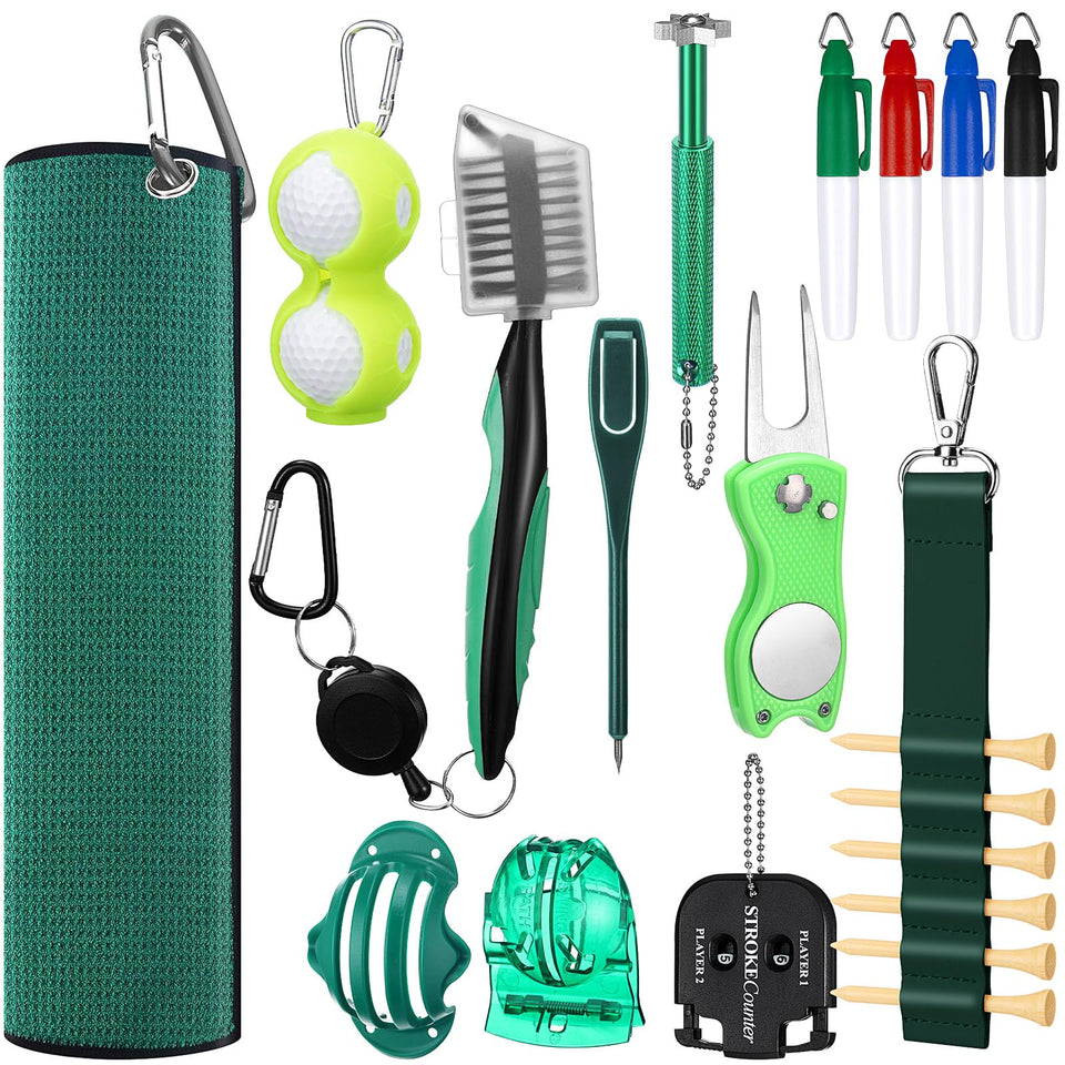 Syhood golf kit cleaning brush and towel on course for on-the-go cleaning.