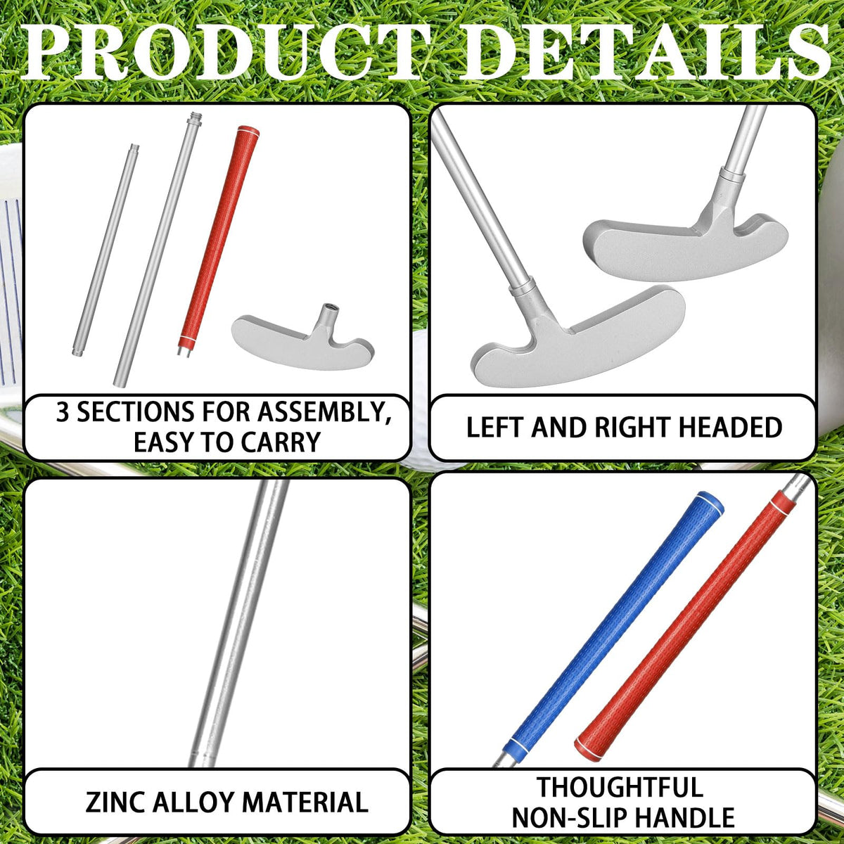 Lightweight aluminum zinc head and aluminum alloy shaft offer durability.