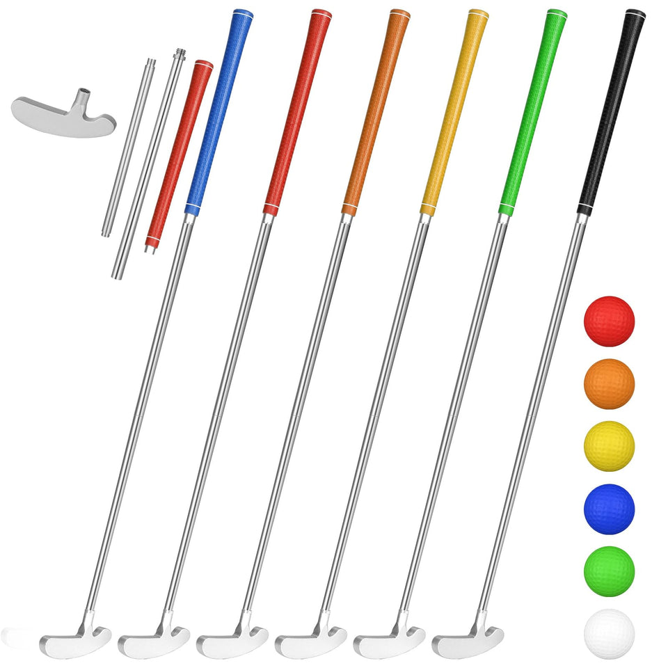 Syhood 6-pack golf putter set with balls for versatile indoor and outdoor practice.