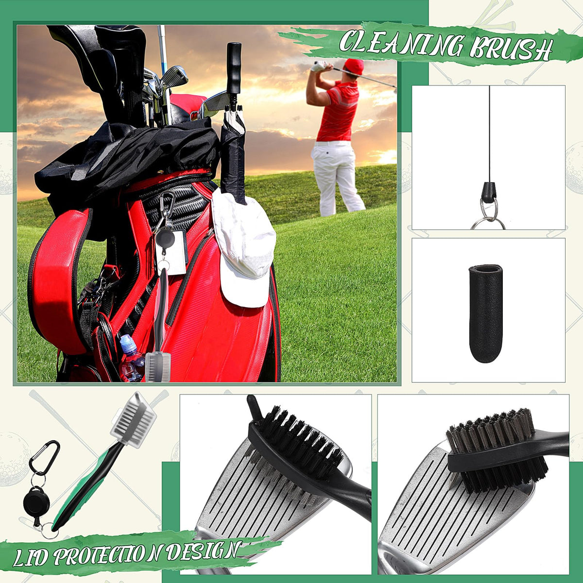 Syhood microfiber towel keeps clubs clean and hands dry during rounds.
