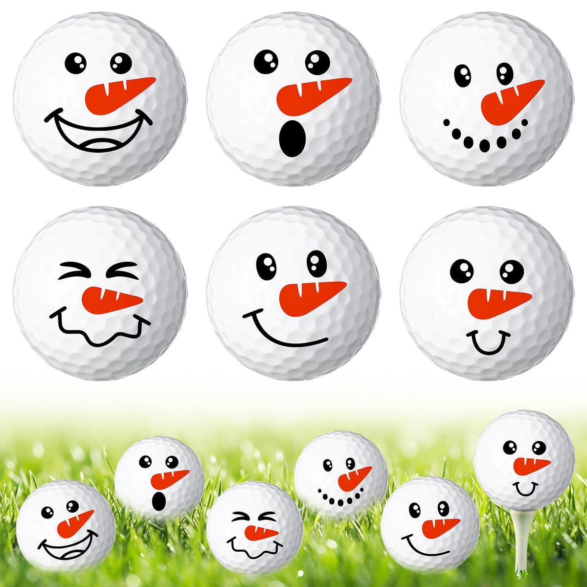 Syhood snowman golf ball with emoticon faces adds festive flair to practice