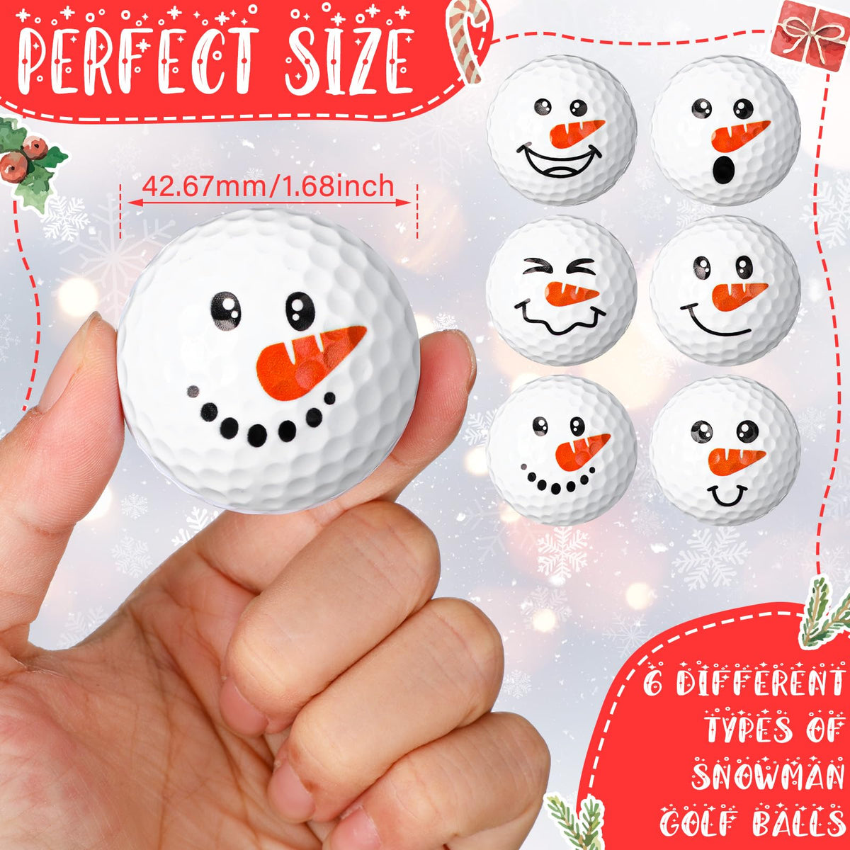 Syhood snowman golf ball with smiling face improves identification on greens