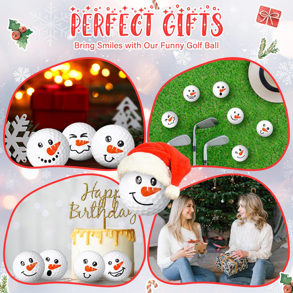 Syhood six-emoticon snowman golf ball set boosts holiday cheer and training variety