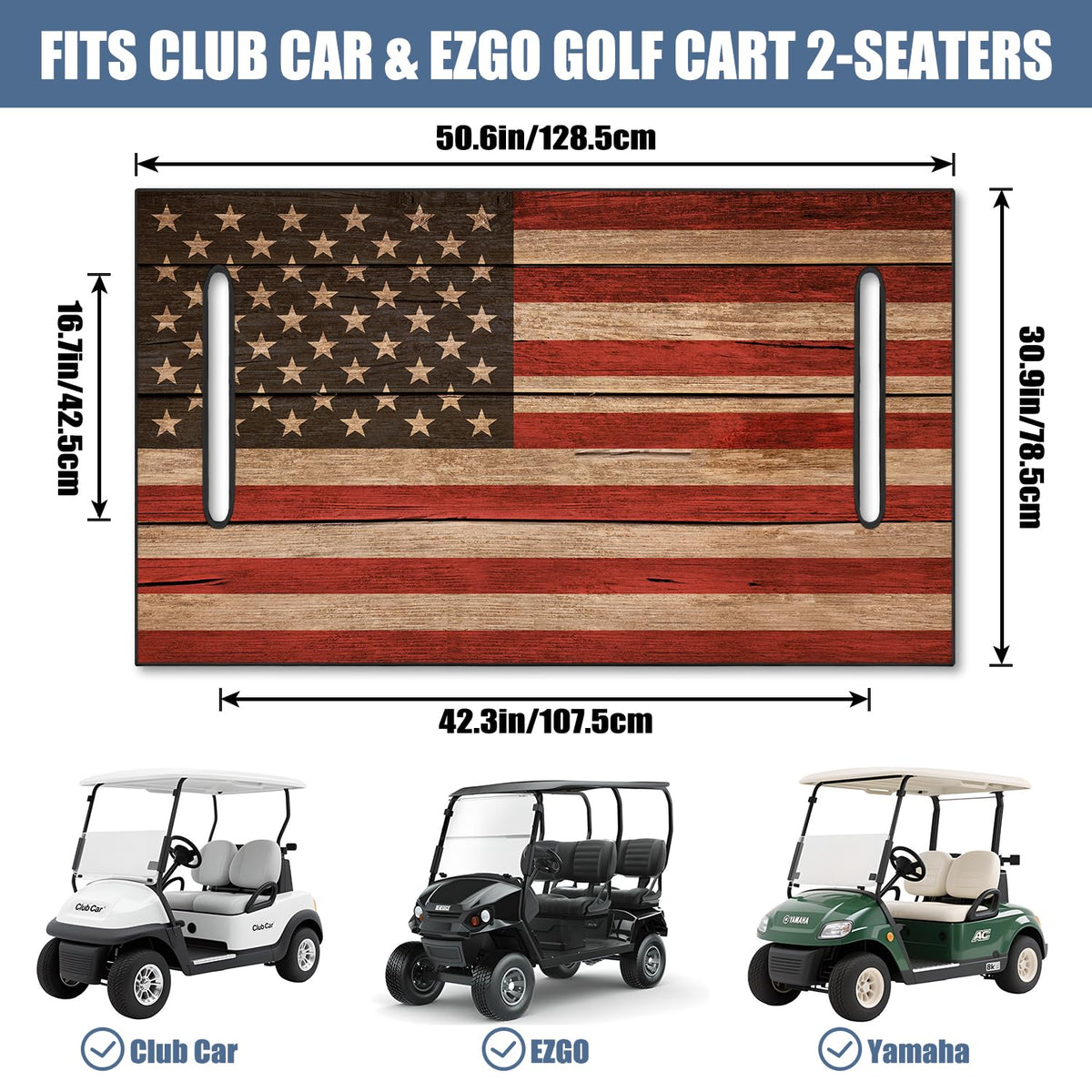 Syienasdk American flag breathable seat towel blanket for 2-seat carts, keeps seats dry.
