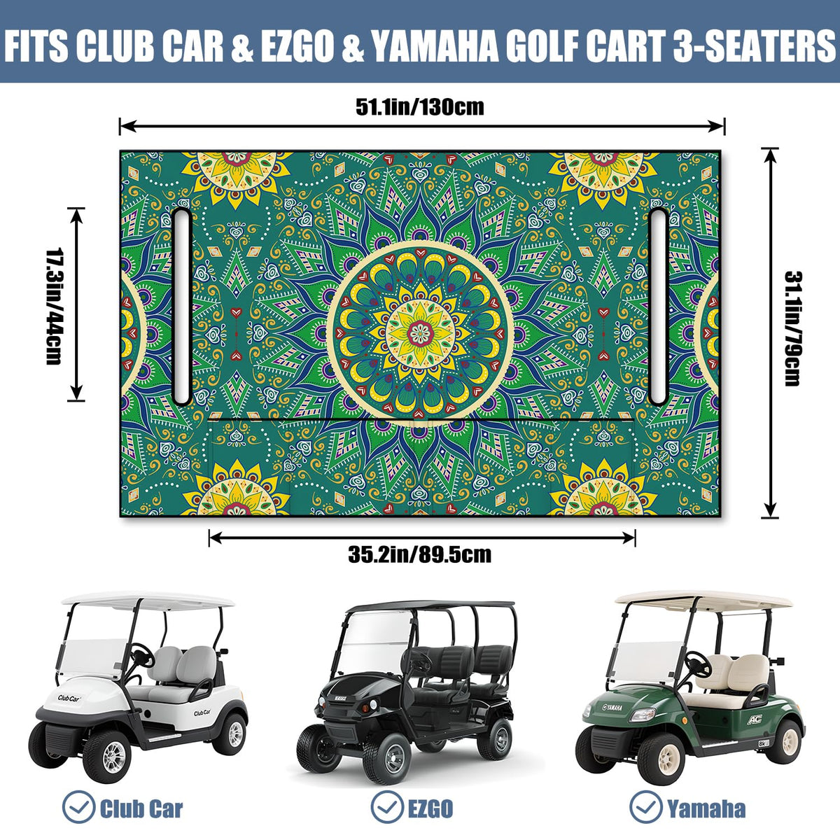 Syienasdk Boho golf cart seat blanket laid flat
