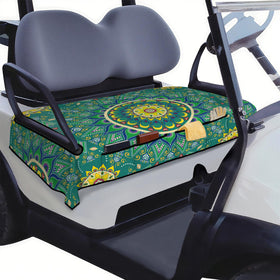 Syienasdk Boho Golf Cart Seat Cover front view showing four pockets